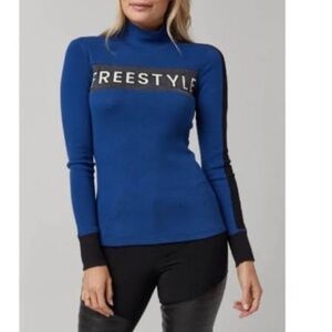 Alp N Rock ANR Freestyle Mock Neck Performance Sweater Indigo Black Apres Ski L